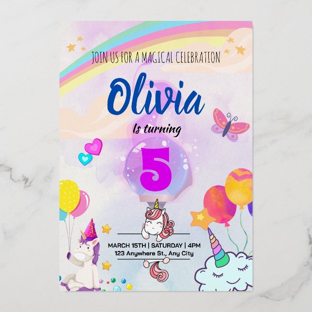 Colourful Rainbow Unicorn Themed  (Front)