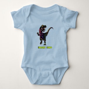 Colourful Rainbow Velociraptor Dinosaur Art Baby Bodysuit