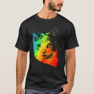 Colourful Rainbow Vintage Cute CALICO CAT T-Shirt