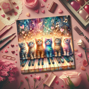 Colourful Rainbow Watercolor Cats Piano Christian Holiday Card