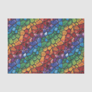 Colourful Rainbow Watercolor Mosaic Stained Glass Tissue Paper