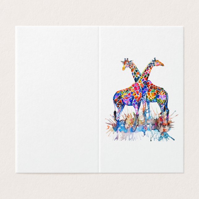 Colourful Rainbow Watercolor Splatter Giraffes (Outside Unfolded)