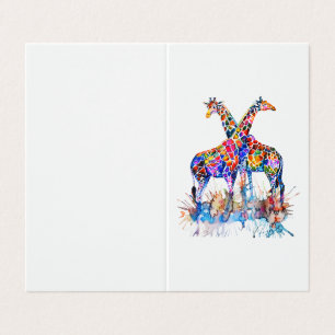Colourful Rainbow Watercolor Splatter Giraffes