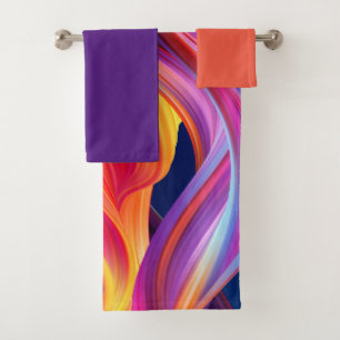 Colourful Rainbow Waves Bath Towel Set