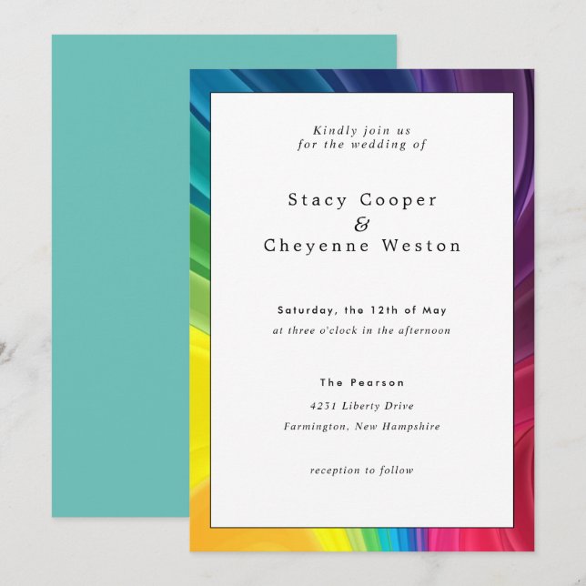 Colourful Rainbow Wedding Invitation (Front/Back)