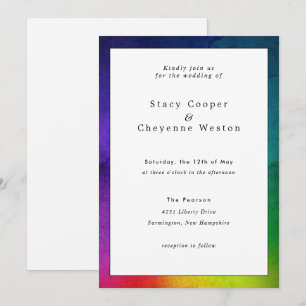Colourful Rainbow Wedding Invitation White