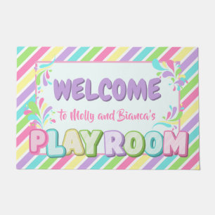Colourful rainbow welcome kids playroom doormat