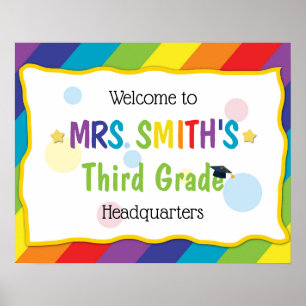 Colourful Rainbow Welcome to Classroom School Sign