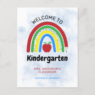 Colourful Rainbow Welcome to Kindergarten Postcard
