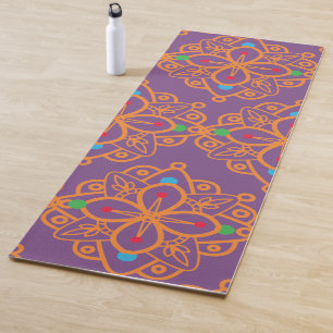 Colourful Rainbow Yoga mandala Pattern Yoga Mat