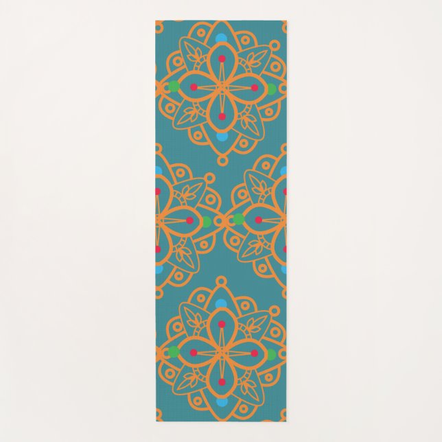 Colourful Rainbow Yoga mandala Pattern Yoga Mat (Front)