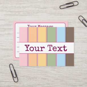 Colourful Rainbow Your Text Lined Note Business Card