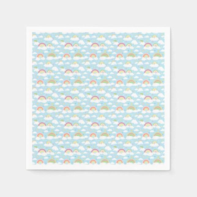 Colourful Rainbows and Clouds Napkin (Front)