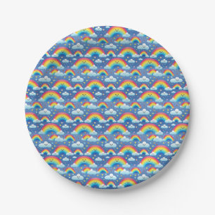 Colourful Rainbows and Clouds Paper Plate