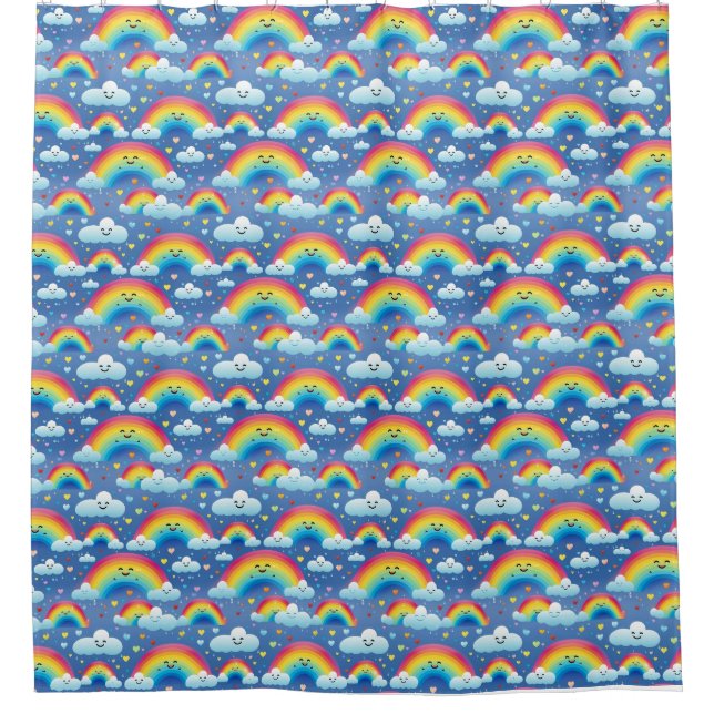 Colourful Rainbows and Clouds Shower Curtain (Front)