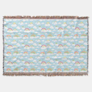 Colourful Rainbows and Clouds Throw Blanket