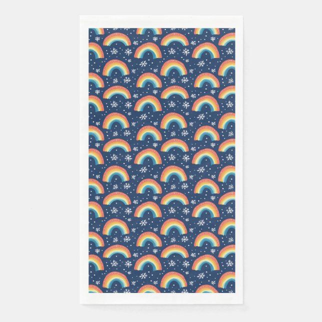 Colourful Rainbows and Snowflakes Napkin (Front)