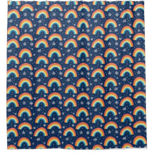 Colourful Rainbows and Snowflakes Shower Curtain
