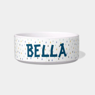 Colourful Raindrop Pattern Customisable Pet Name B Bowl