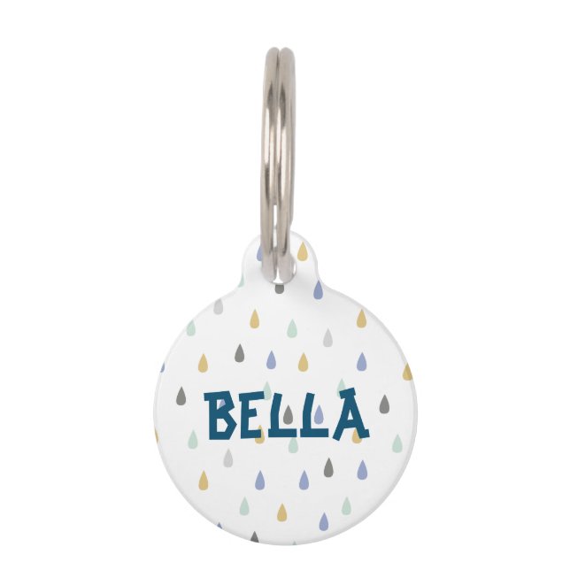 Colourful Raindrop Pattern Customisable Pet Name Tag (Front)