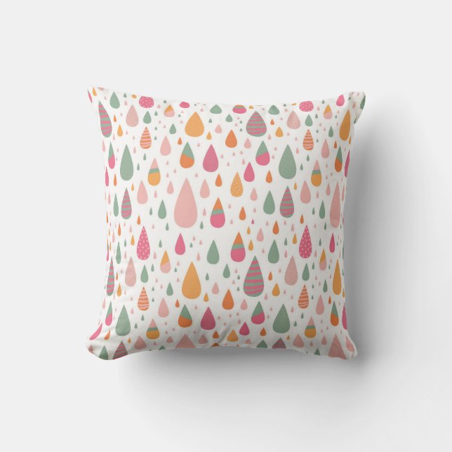 Colourful Raindrop Patterns Cushion (Front)