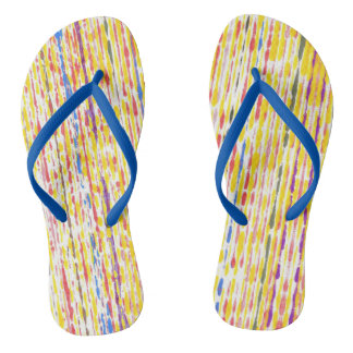 Colourful Raindrops Rainbow Stripes FlipFlops