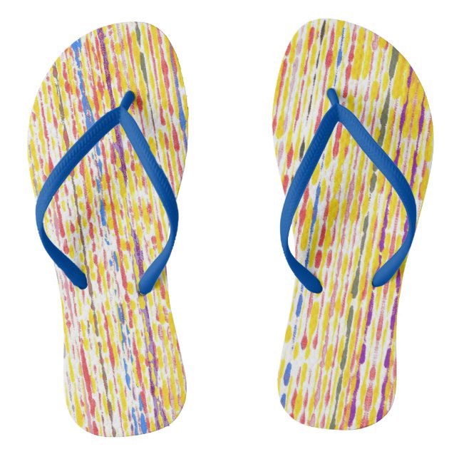 Colourful Raindrops Rainbow Stripes FlipFlops (Footbed)