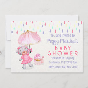 Colourful Rainy Day Baby Shower Invitation