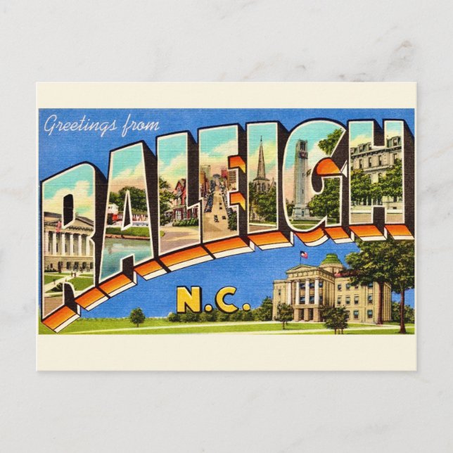Colourful Raleigh NC Greetings  Postcard (Front)