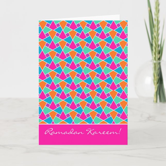 Colourful Ramadan Card, Bright Islamic Pattern Card (Front)