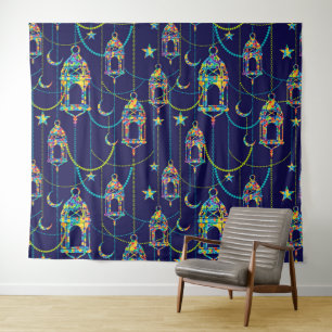 Colourful Ramadan symbols pattern Tapestry