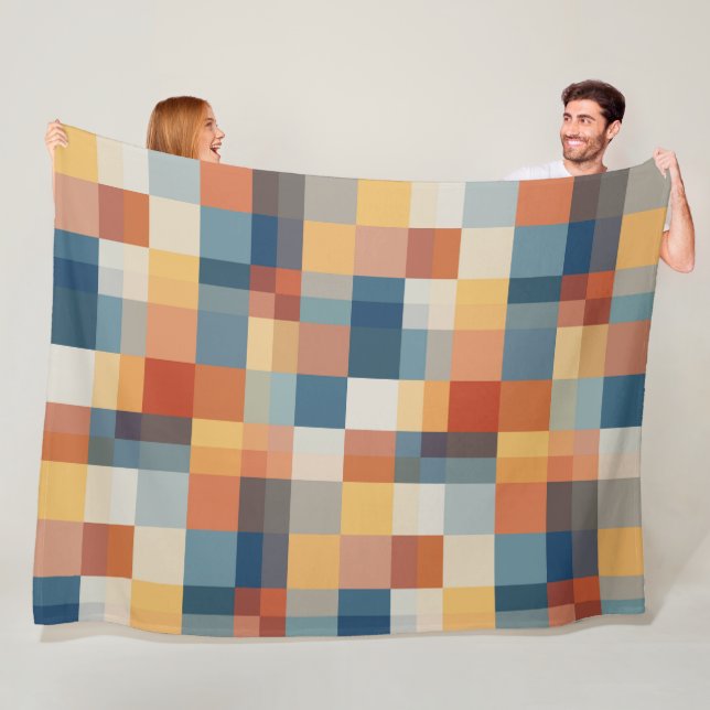 Colourful random geometric shapes pattern fleece blanket (In Situ)