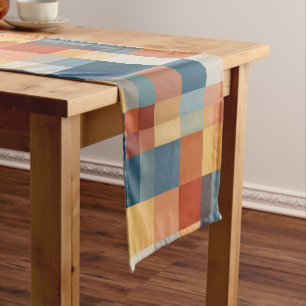 Colourful random geometric shapes pattern short table runner