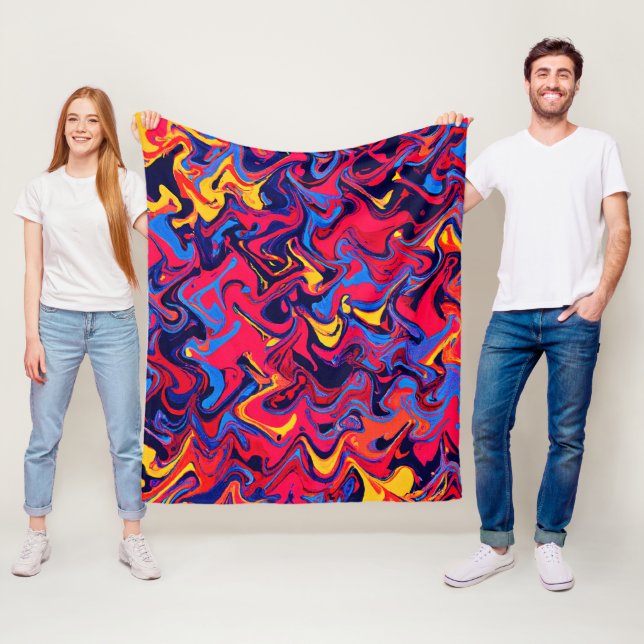 Colourful Random Waves Pattern Fleece Blanket (In Situ)