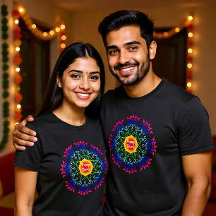 Colourful Rangoli with Happy Diwali  T-Shirt