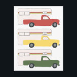 Colourful Rasta Camper Trailer Postcard<br><div class="desc">Colourful camping trucks dance across this card. Take a look at my shop for more!</div>