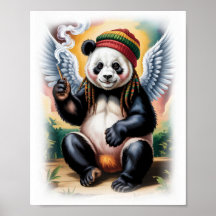 Colourful Rasta Panda Angel on a White