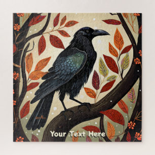 Colourful Raven Perched in a Tree Jigsaw Puzzle