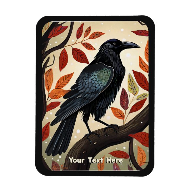 Colourful Raven Perched in a Tree Magnet (Vertical)