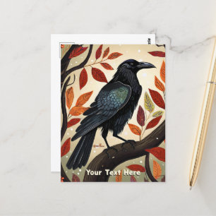 Colourful Raven Perched in a Tree Postcard
