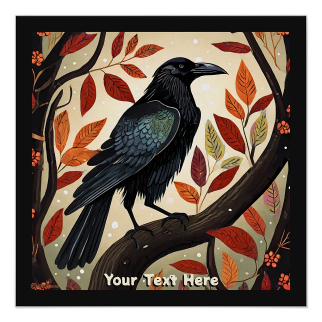 Colourful Raven Perched in a Tree Poster (Front)