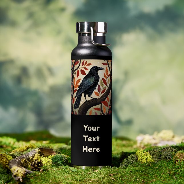 Colourful Raven Perched in a Tree Water Bottle (Outdoor (Rotated))