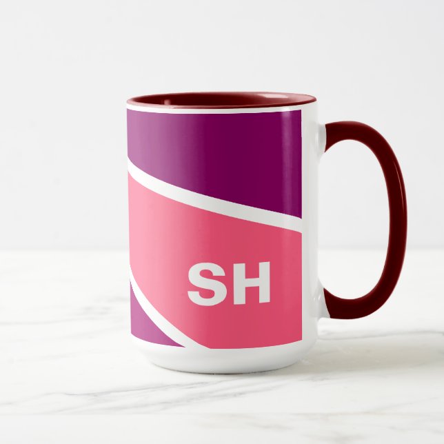 Colourful Rays custom monogram mugs (Right)