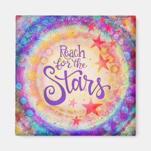 Colourful Reach for the Stars Inspirational Magnet