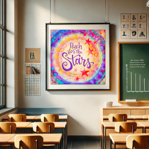 Colourful Reach for the Stars Quote Inspirivity Poster