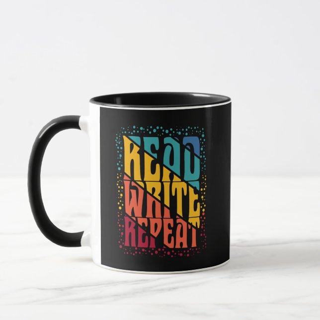 Colourful Read Write Repeat Mug (Left)