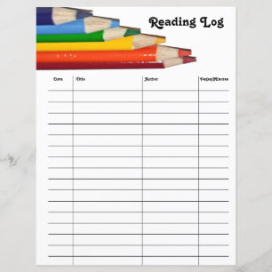 Colourful Reading Log Paper Sheet