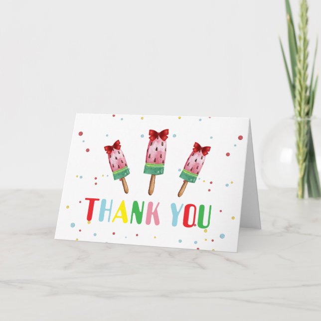 Colourful Ready To Pop Ice Cream Baby Shower Thank You Card (Front)