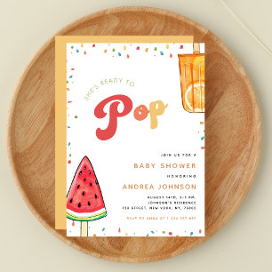 Colourful Ready to Pop Popsicle Summer Baby Shower Invitation