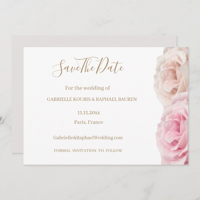 Colourful Real Roses Floral Save The Date Wedding Invitation (Front/Back)